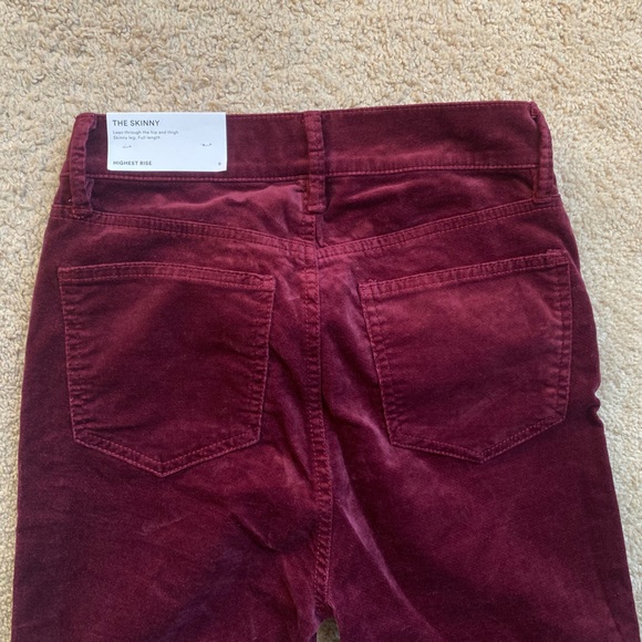 Mauve Garnet Velvet Skinny High Rise Jean Pant - Picture 7 of 10
